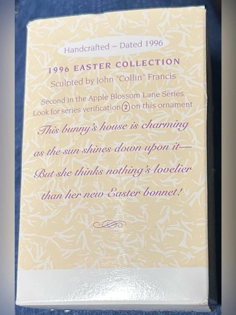 3- Hallmark,ornaments.Coal car 1997, Apple Blossom 1996, Here comes Easter 1994